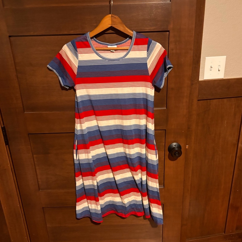 LuLaRoe Kids Dress - Red, Blue, White Stripes